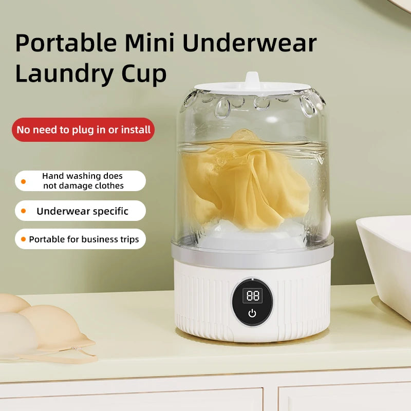 Mini Portable Washing Machine – USB Rechargeable Laundry Cup for Travel & Small Items
