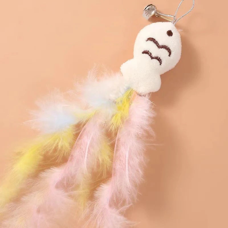 Interactive Cat Wand Toy – Feather Teaser Stick with Steel Wire for Cats & Kittens Play & Exercise