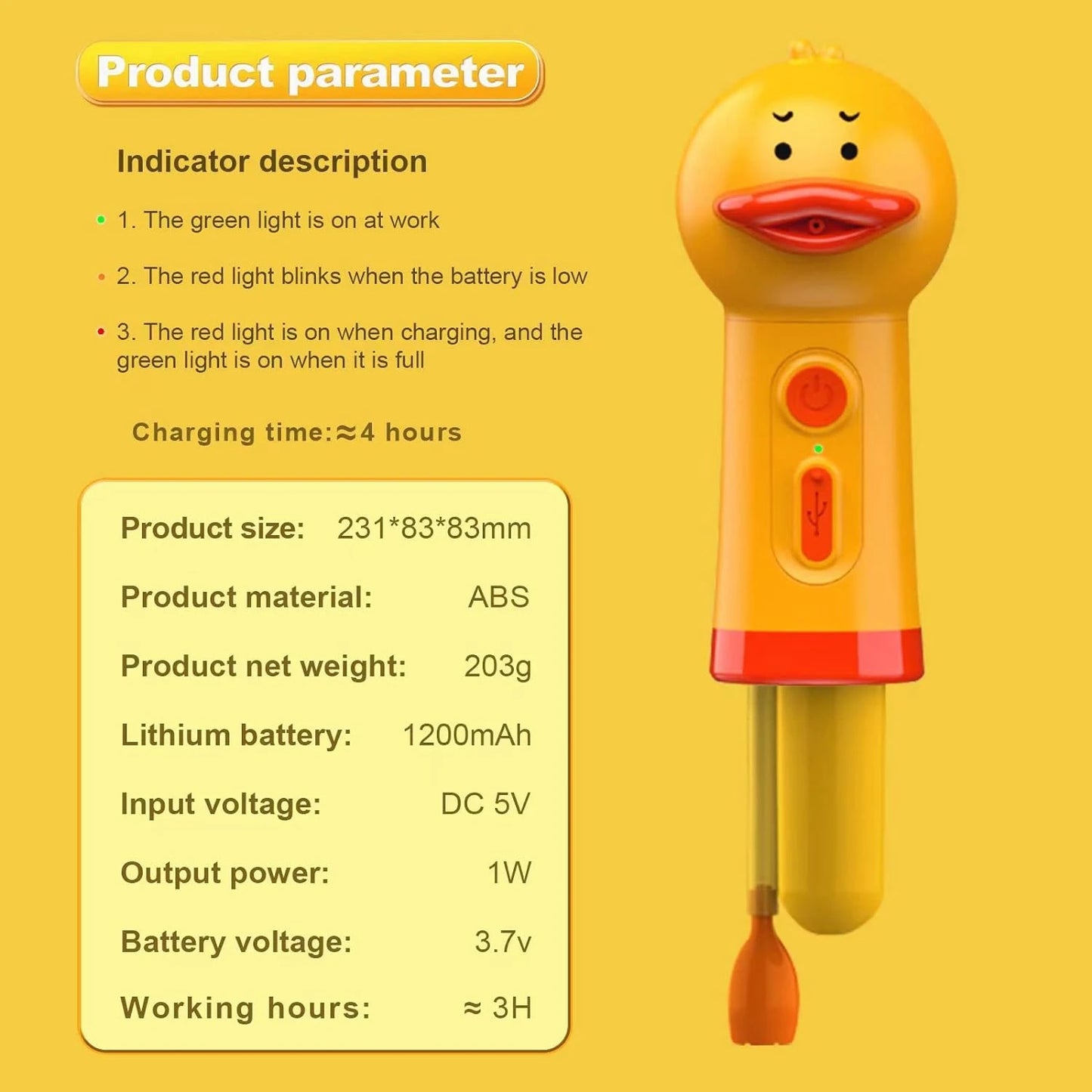 Automatic Pet Foam Dispenser – USB Rechargeable Dog & Cat Bathing Soap Machine (Duck Design)
