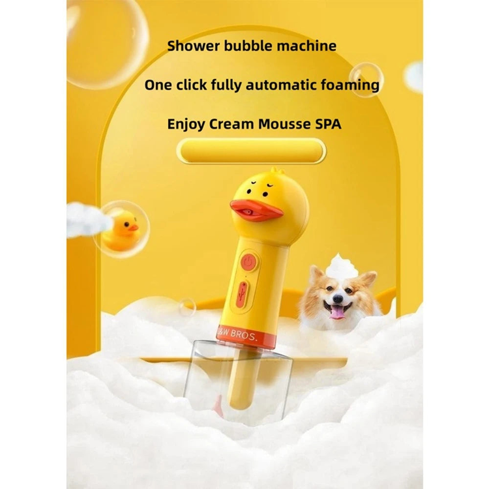 Automatic Pet Foam Dispenser – USB Rechargeable Dog & Cat Bathing Soap Machine (Duck Design)