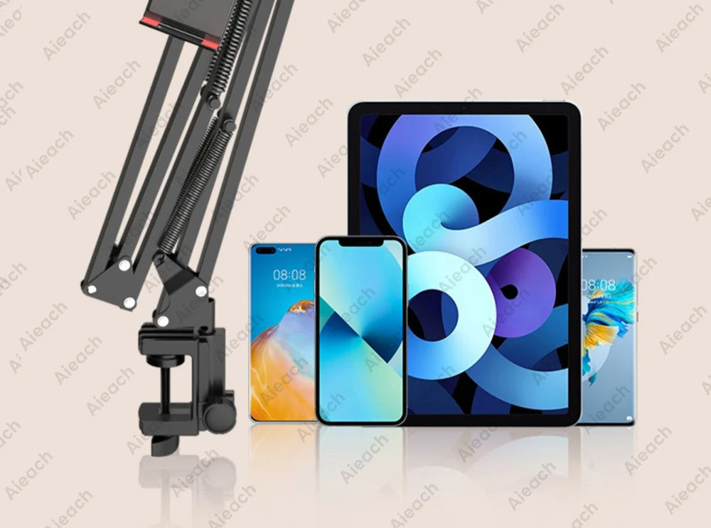 Flexible Lazy Arm Tablet & Phone Holder – Universal 360° Aluminum Mount