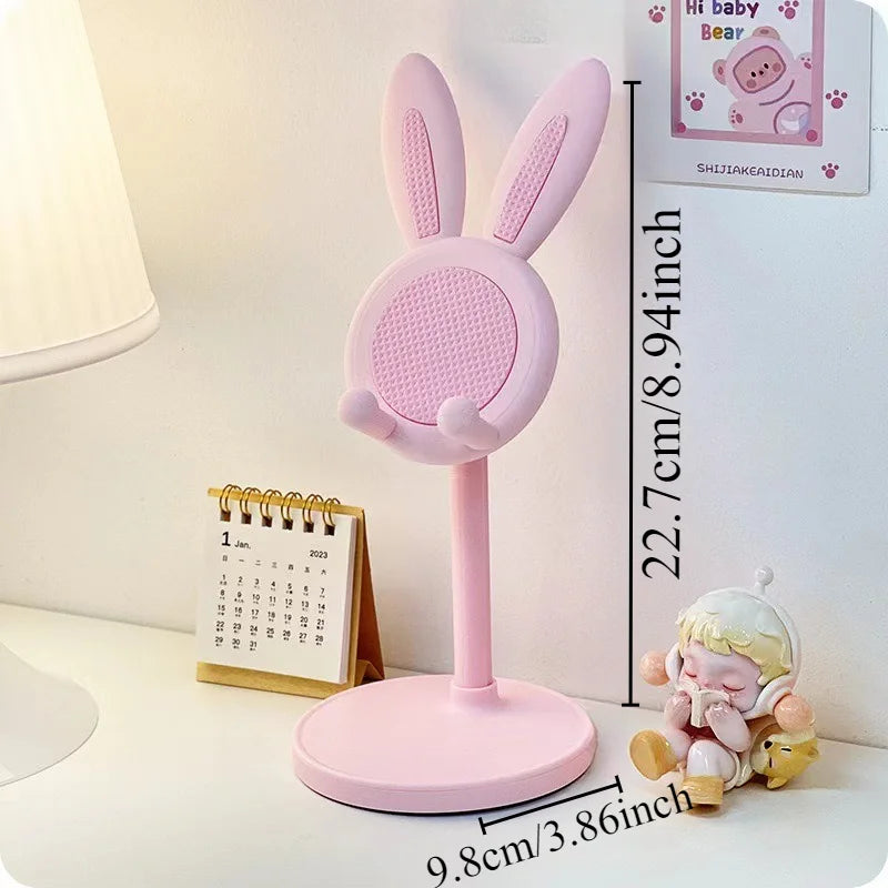 Cute Rabbit Adjustable Phone Stand – Foldable Desktop Holder for Smartphones & Tablets | Portable & Stable Design