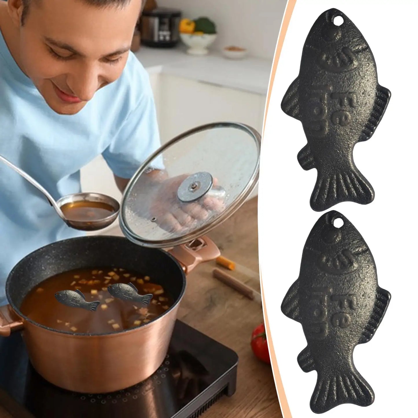 Reusable Iron Fish Cooking Tool – Traditional Kitchen Iron Infuser for Cooking & Stews
