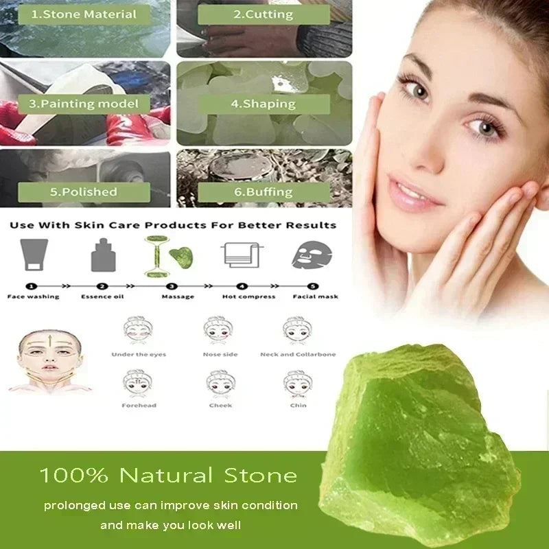 Jade Roller & Gua Sha Set – Natural Stone Face & Body Massager
