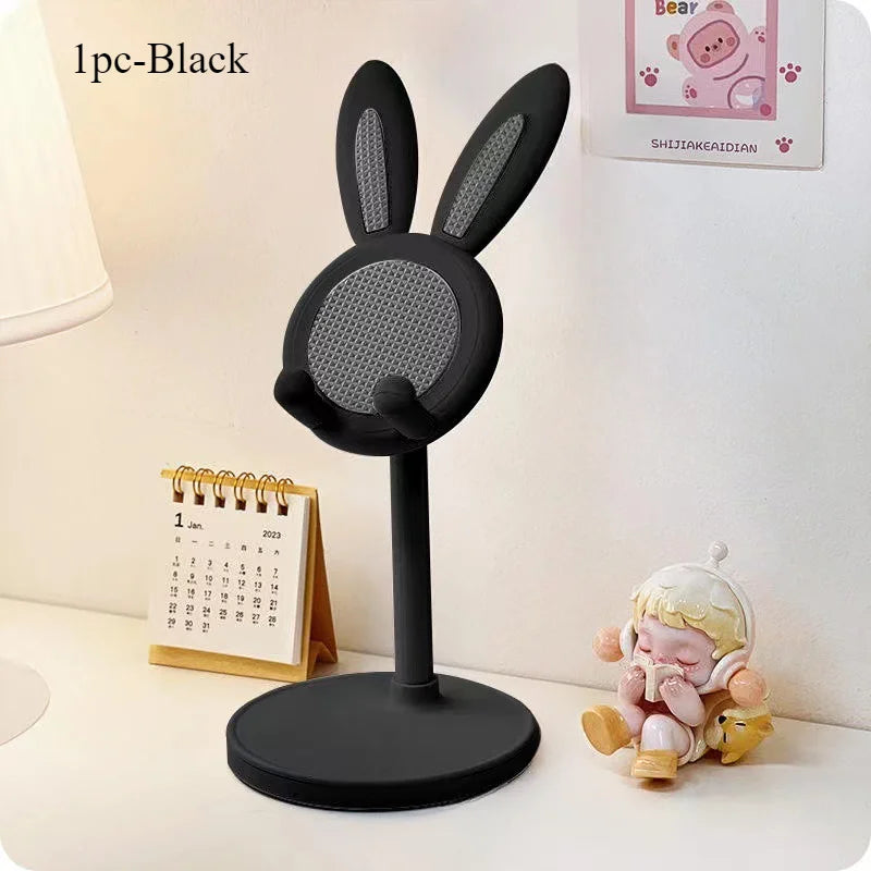 Cute Rabbit Adjustable Phone Stand – Foldable Desktop Holder for Smartphones & Tablets | Portable & Stable Design