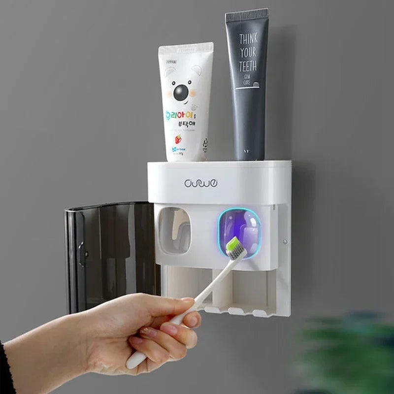 Wall-Mounted Toothpaste Dispenser – Automatic Squeeze & Toothbrush Holder