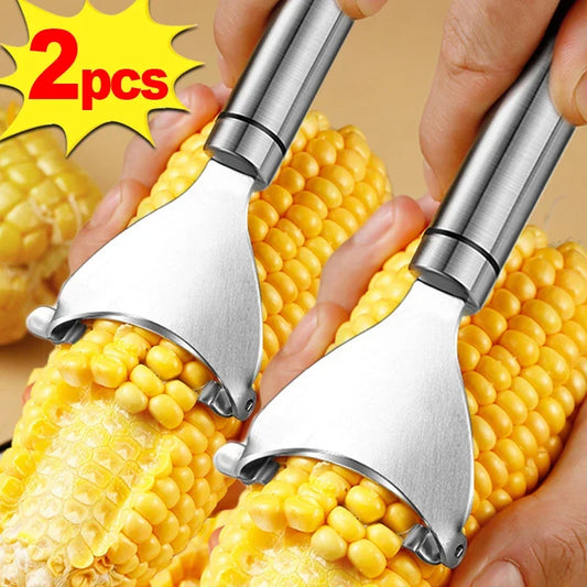 Stainless Steel Corn Peeler & Stripper – Easy Corn Kernel Remover Tool (1–2 Pack Kitchen Gadget)