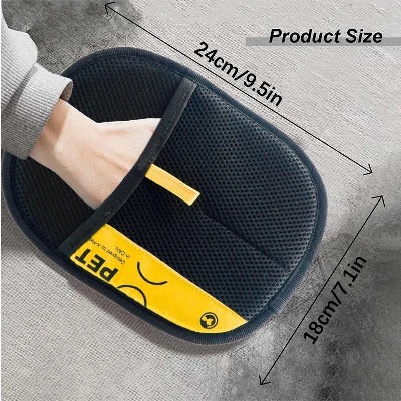 Pet Hair Remover Glove – Reusable Grooming & Deshedding Glove with 2-in-1 Lint Roller for Cats & Dogs