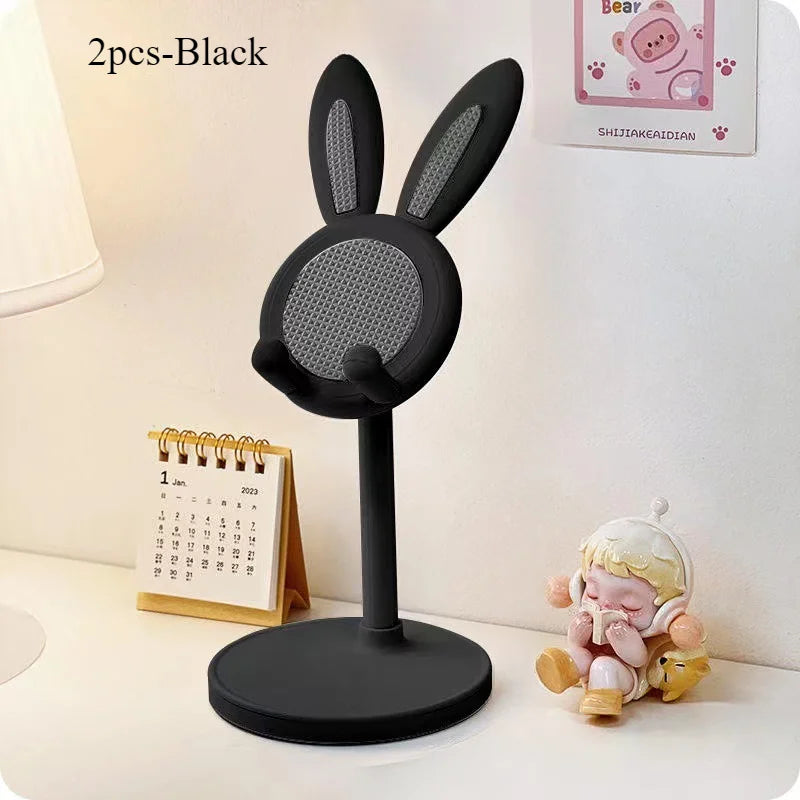 Cute Rabbit Adjustable Phone Stand – Foldable Desktop Holder for Smartphones & Tablets | Portable & Stable Design