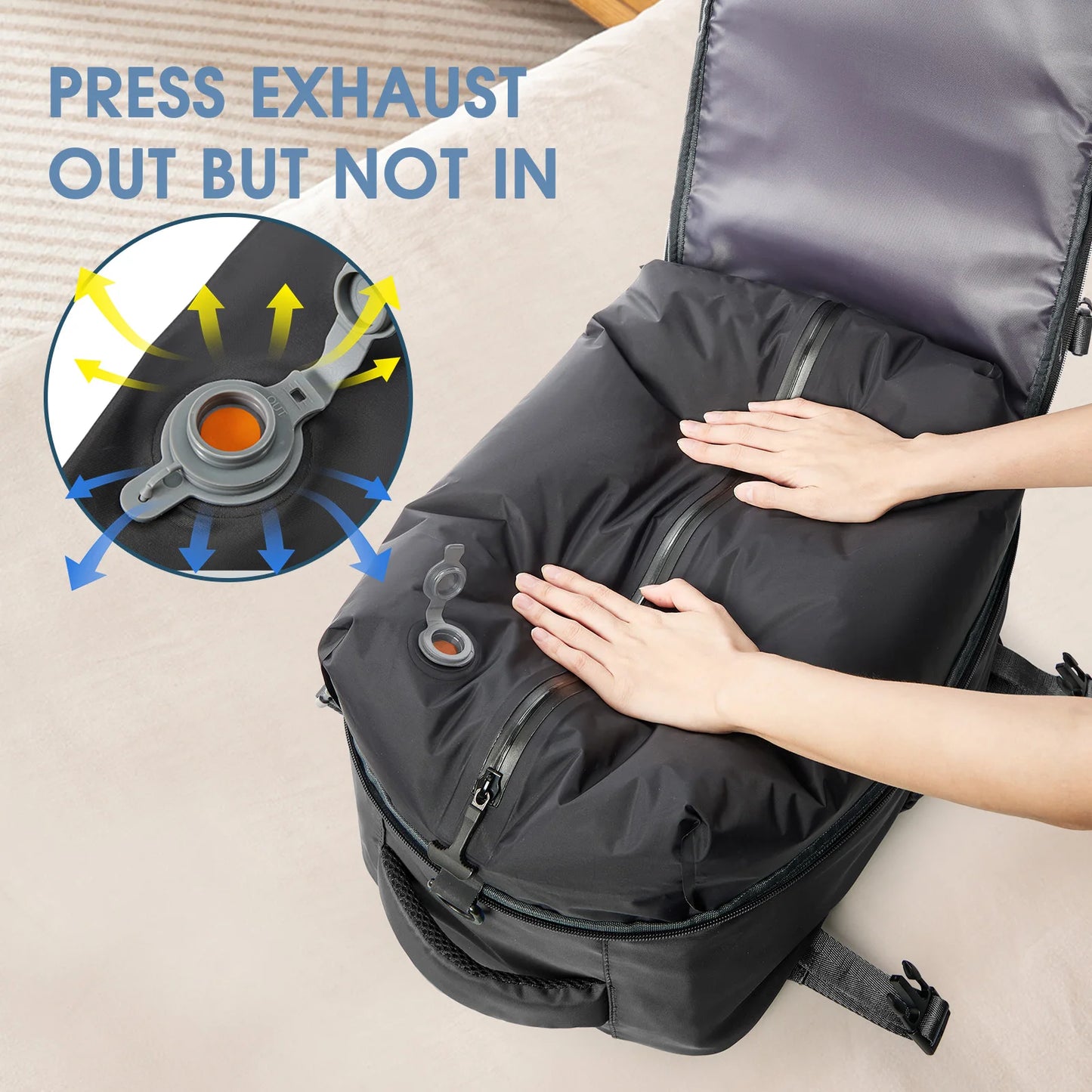 Smart Vacuum Travel Backpack – Large Expandable Capacity with Pump | Business, School & Travel Bag for Men & Women