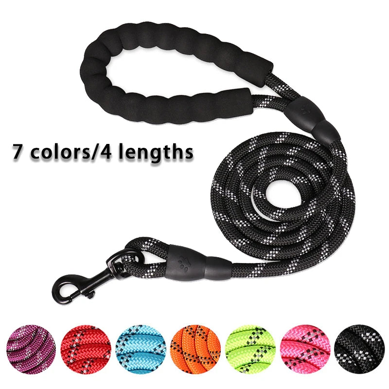 Reflective Dog Leash 150/200/300cm – Strong Nylon Pet Leash with Quick Release for Small & Large Dogs