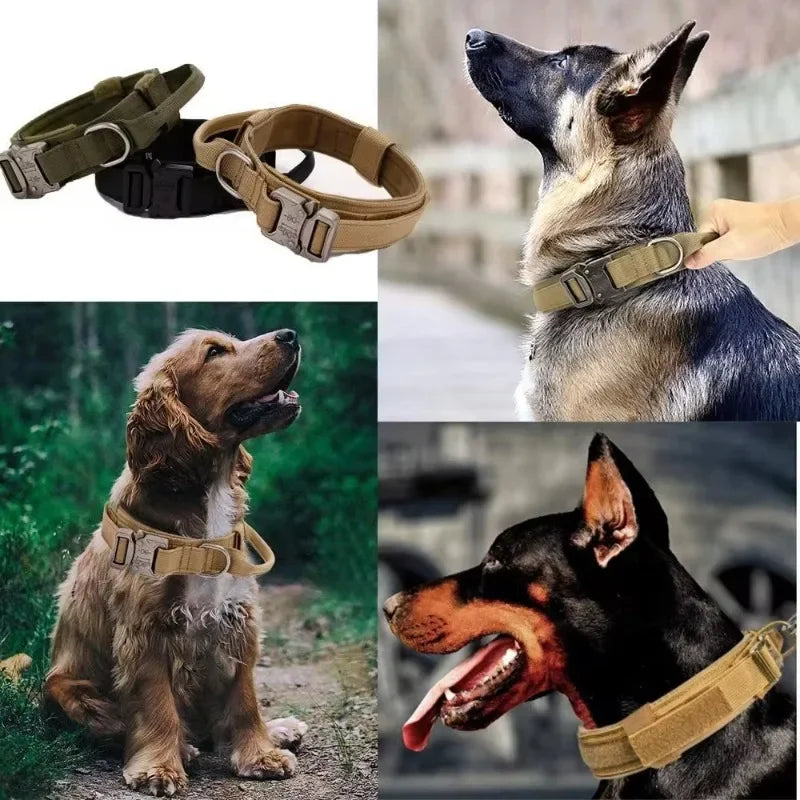 Tactical Dog Collar for Large Dogs – Heavy Duty Adjustable Training Collar with Quick Release Buckle (Medium & Large Breeds)