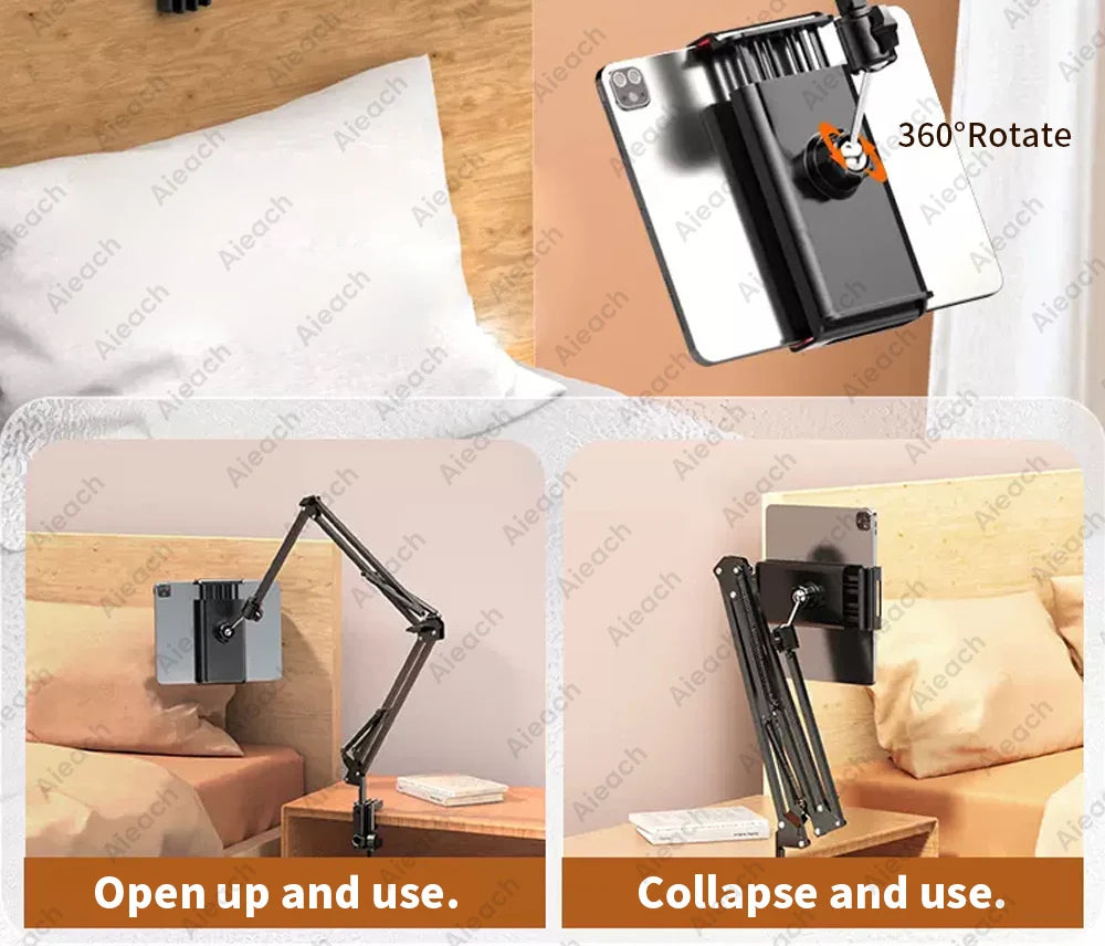 Flexible Lazy Arm Tablet & Phone Holder – Universal 360° Aluminum Mount