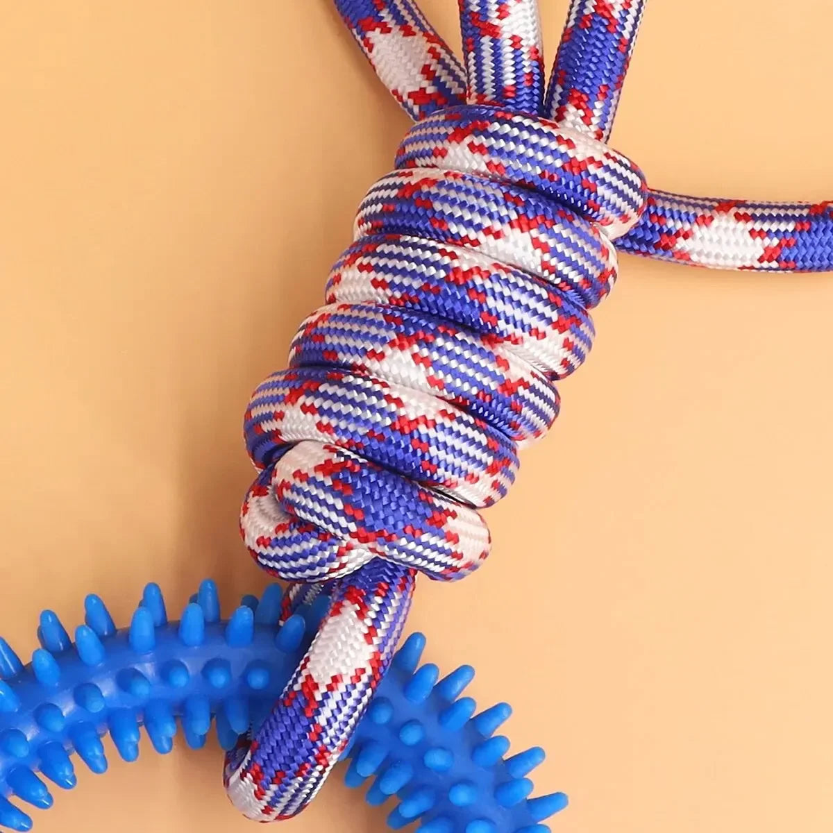 Durable Chew-Resistant Dog Rope Toy – Interactive Colorful Knot Rubber Tug Toy for Dogs
