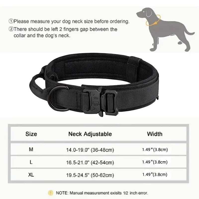 Tactical Dog Collar for Large Dogs – Heavy Duty Adjustable Training Collar with Quick Release Buckle (Medium & Large Breeds)
