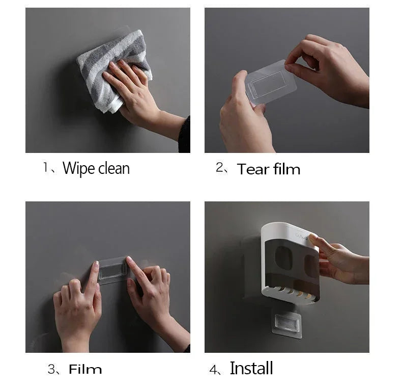 Wall-Mounted Toothpaste Dispenser – Automatic Squeeze & Toothbrush Holder