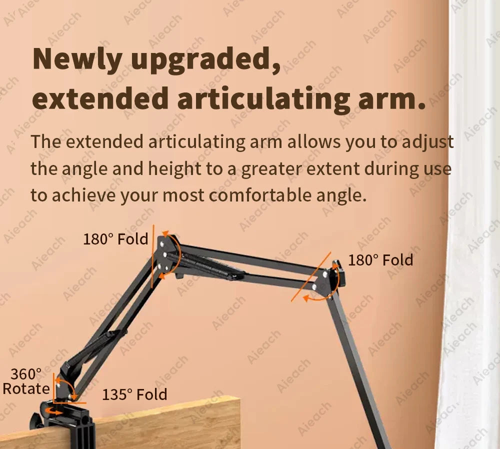 Flexible Lazy Arm Tablet & Phone Holder – Universal 360° Aluminum Mount