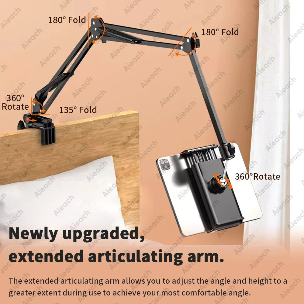 Flexible Lazy Arm Tablet & Phone Holder – Universal 360° Aluminum Mount