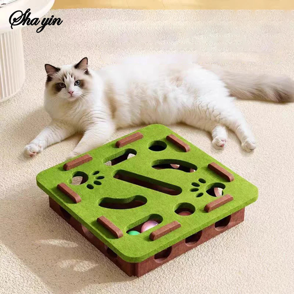 Interactive Cat Puzzle Toy Box – Felt Maze Digging Toy for Cats, Boredom Relief & Mental Stimulation