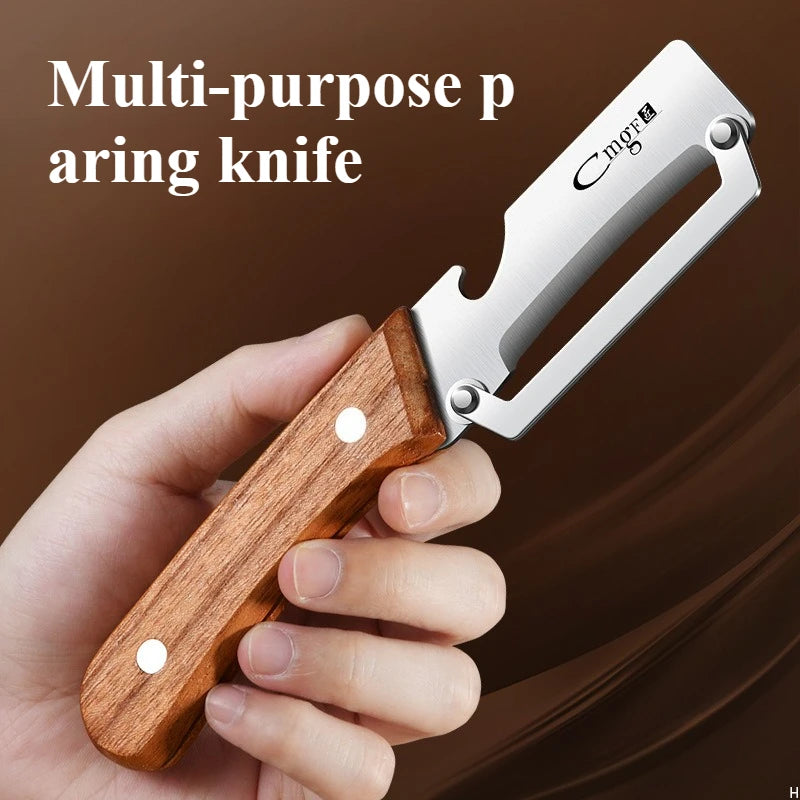 Stainless Steel Vegetable Peeler with Wooden Handle – Durable Fruit & Potato Peeler Tool