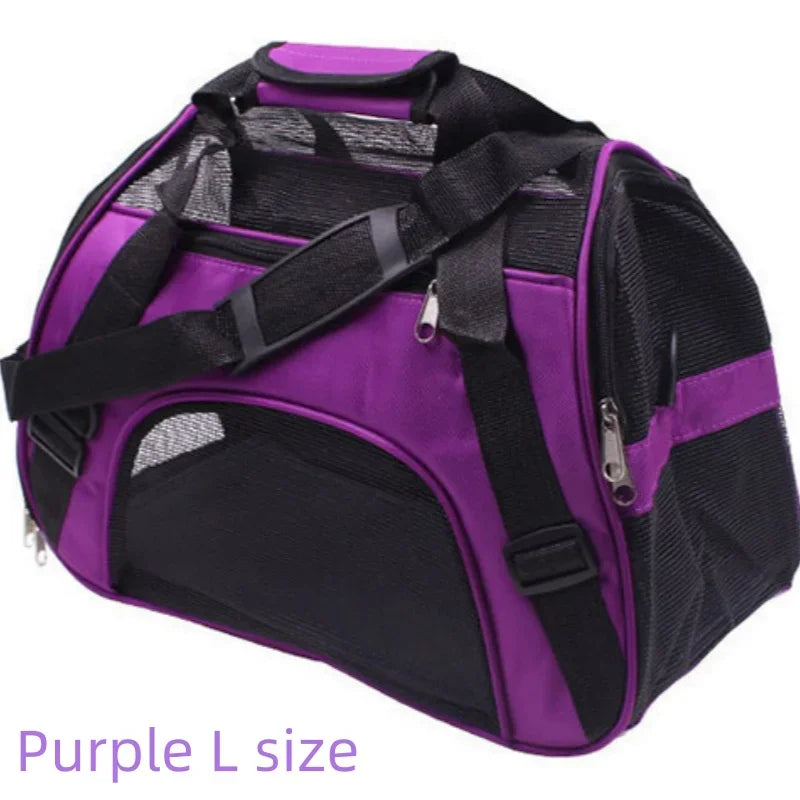 Foldable Mesh Pet Carrier Bag – Breathable Cat & Dog Travel Backpack