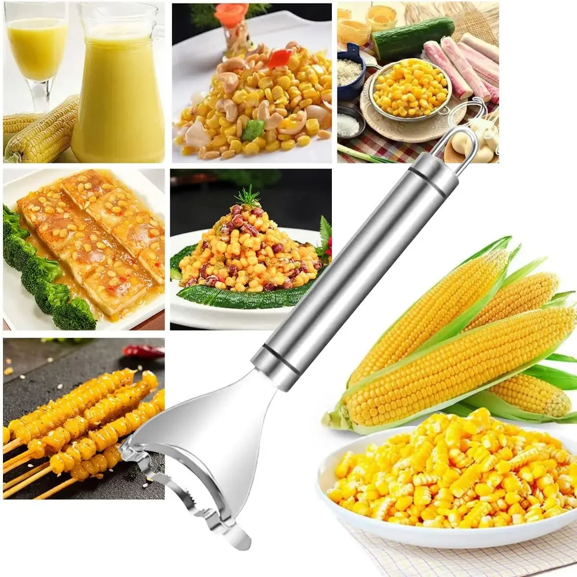 Stainless Steel Corn Peeler & Stripper – Easy Corn Kernel Remover Tool (1–2 Pack Kitchen Gadget)