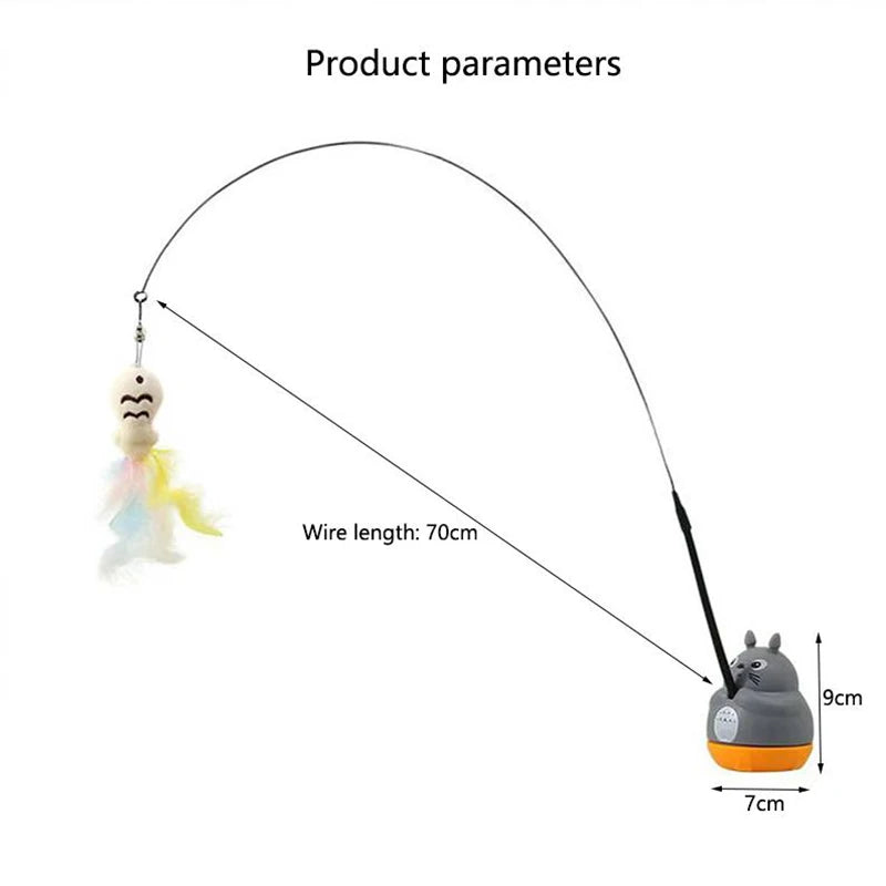 Interactive Cat Wand Toy – Feather Teaser Stick with Steel Wire for Cats & Kittens Play & Exercise