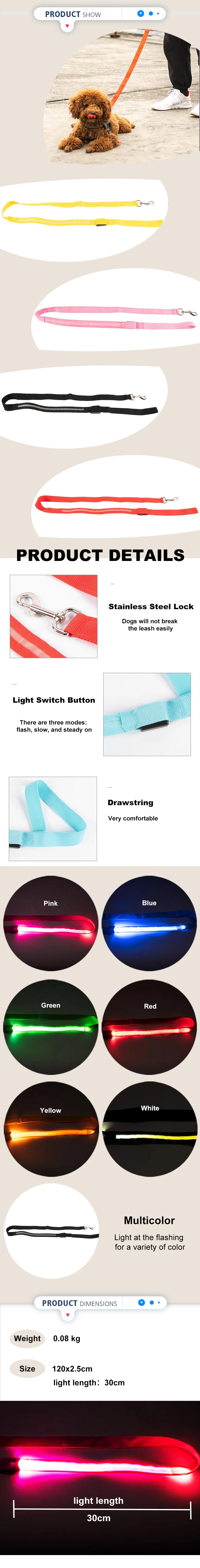 LED Dog Leash – Glowing Safety Leash for Night Walking