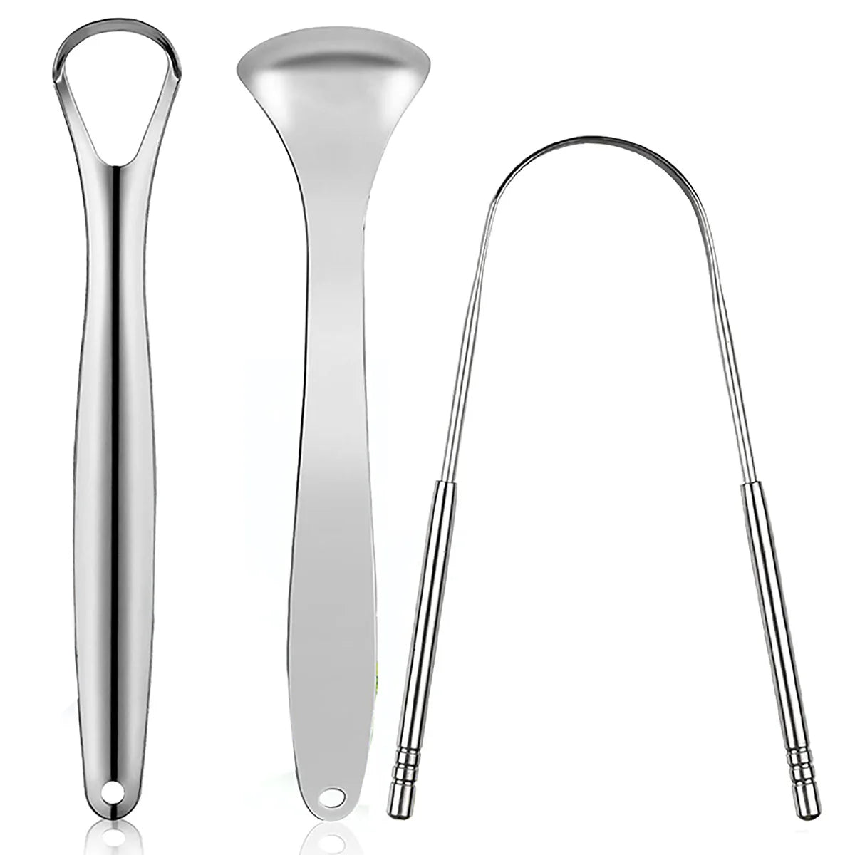 Stainless Steel Tongue Scraper – Fresh Breath Oral Cleaner (1pc / 3pcs, Multiple Shapes)
