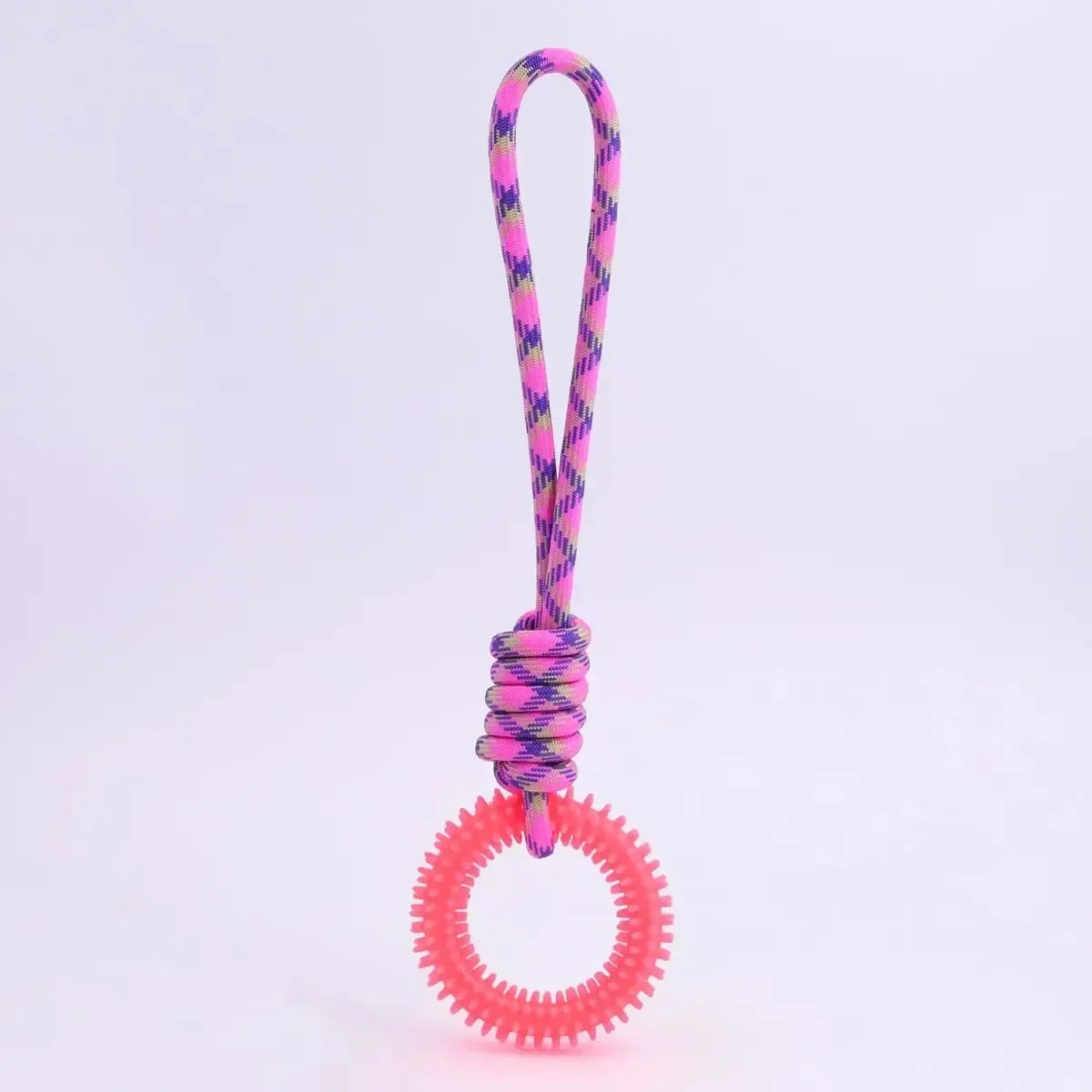 Durable Chew-Resistant Dog Rope Toy – Interactive Colorful Knot Rubber Tug Toy for Dogs