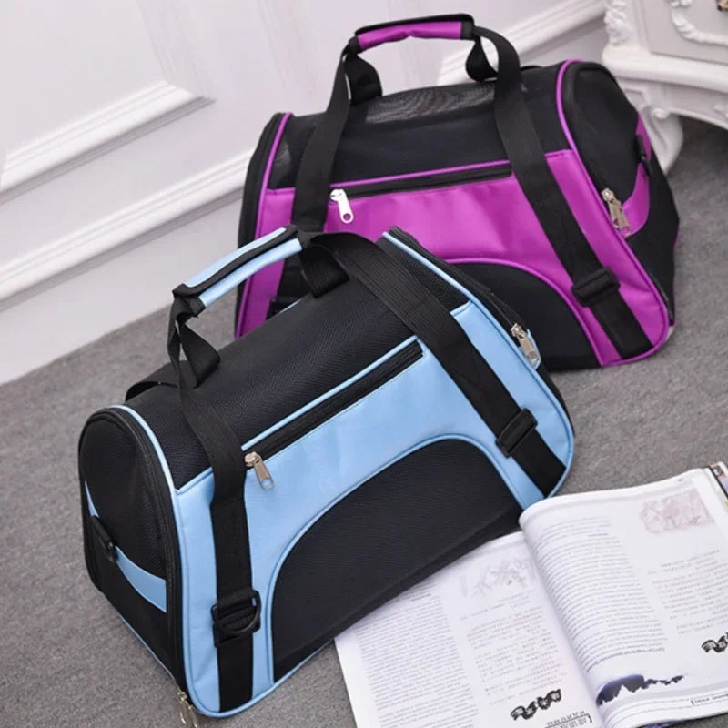 Foldable Mesh Pet Carrier Bag – Breathable Cat & Dog Travel Backpack