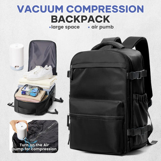 Smart Vacuum Travel Backpack – Large Expandable Capacity with Pump | Business, School & Travel Bag for Men & Women
