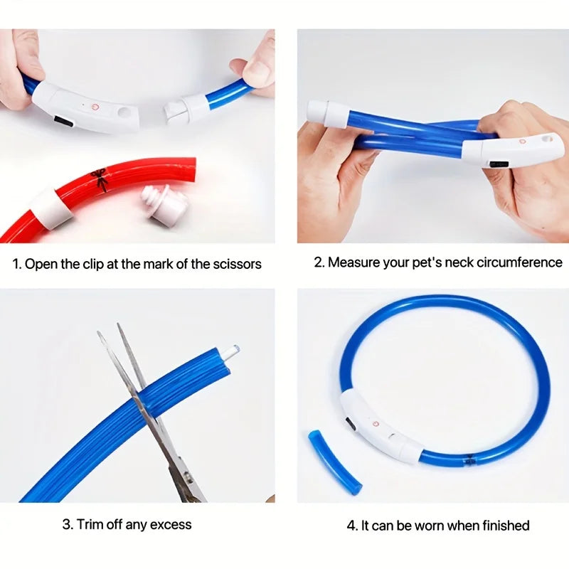 USB Rechargeable LED Dog Collar – Night Safety, Luminous & Anti-Lost Pet Necklace