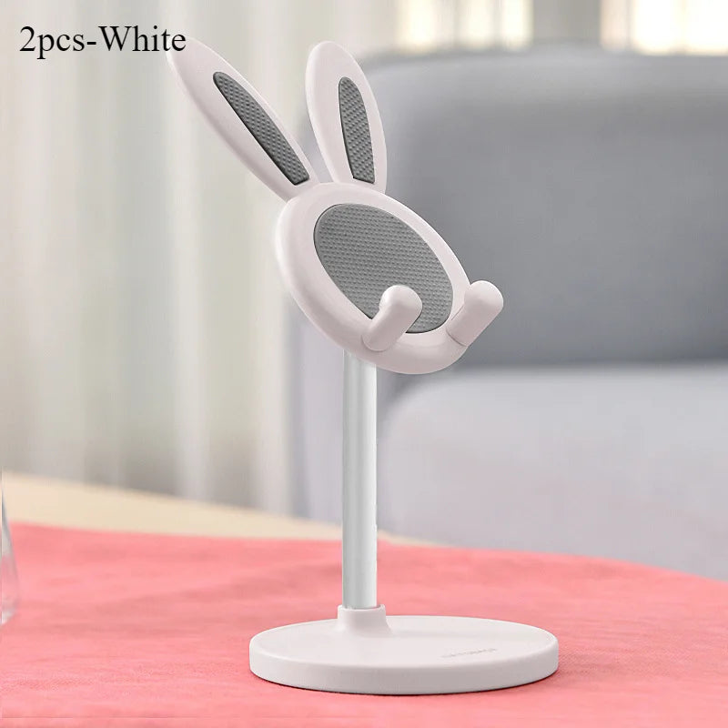 Cute Rabbit Adjustable Phone Stand – Foldable Desktop Holder for Smartphones & Tablets | Portable & Stable Design