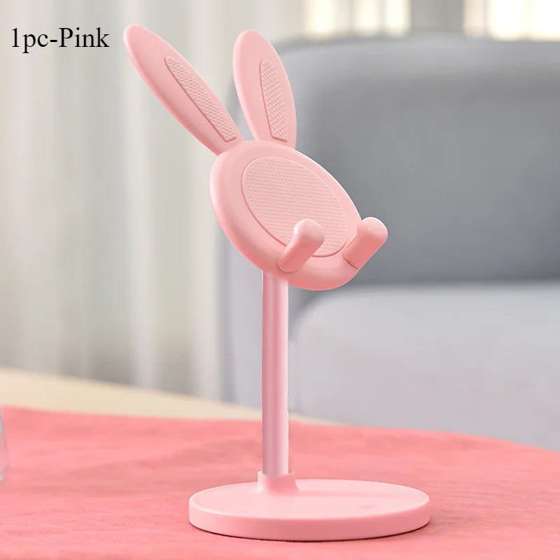 Cute Rabbit Adjustable Phone Stand – Foldable Desktop Holder for Smartphones & Tablets | Portable & Stable Design