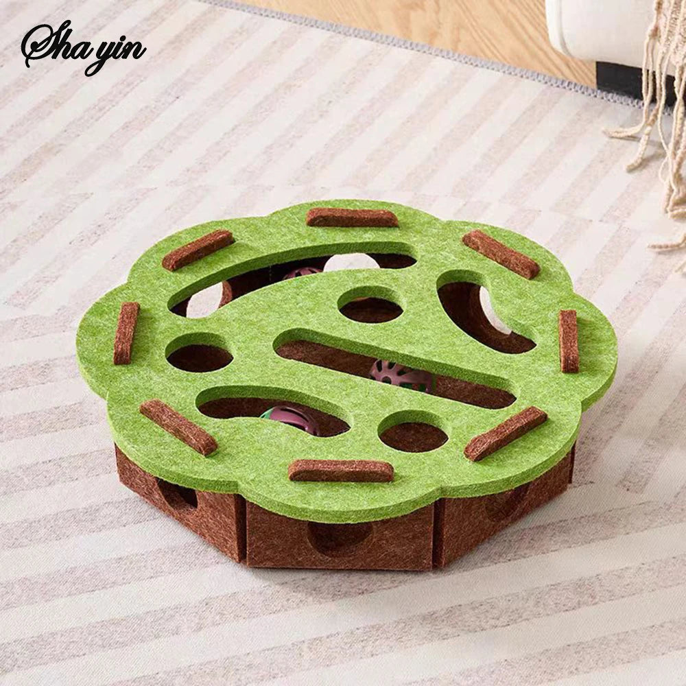 Interactive Cat Puzzle Toy Box – Felt Maze Digging Toy for Cats, Boredom Relief & Mental Stimulation