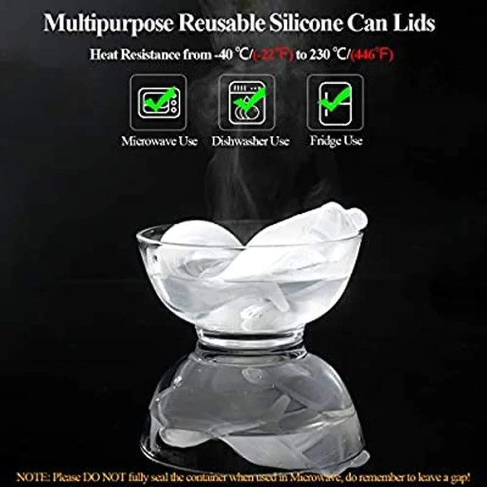 12-Pack Silicone Can Lids BPA-Free | Reusable Stretch Seal Covers for Cans, Yogurt, Mason Jars & Pet Food Storage