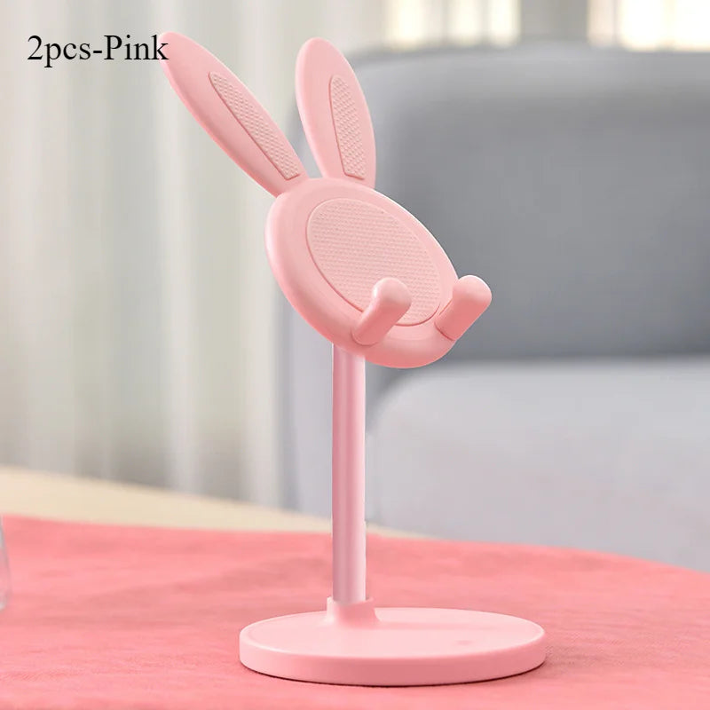 Cute Rabbit Adjustable Phone Stand – Foldable Desktop Holder for Smartphones & Tablets | Portable & Stable Design