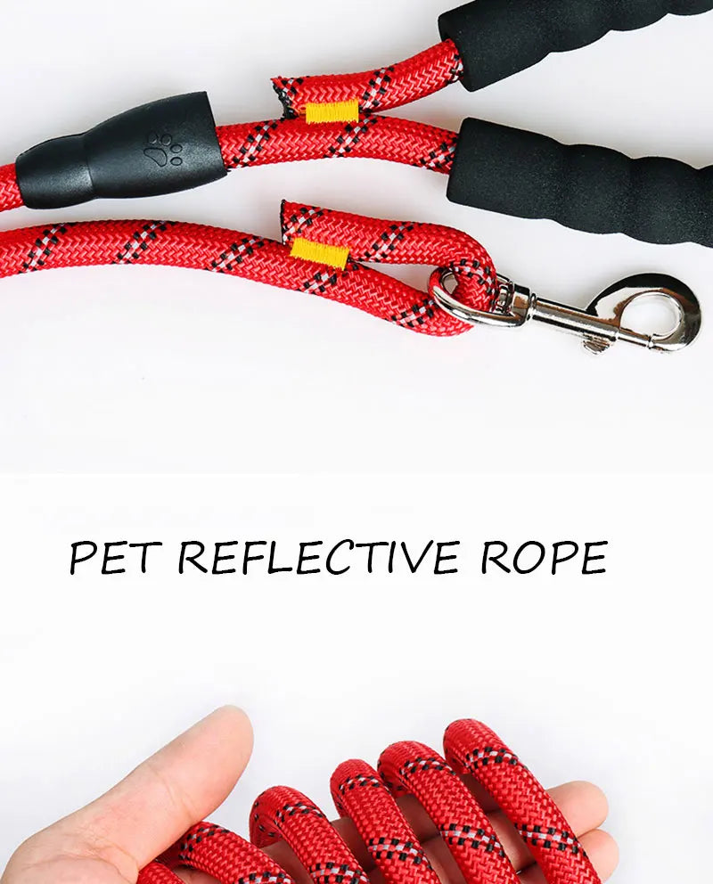 Reflective Dog Leash 150/200/300cm – Strong Nylon Pet Leash with Quick Release for Small & Large Dogs